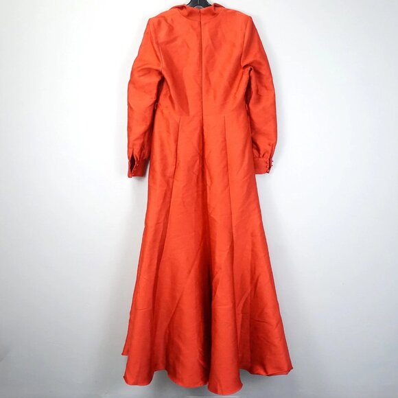 Badgley Mischka Luxe Coat Dress Crepe Gown w/ Bow in Red Maxi - Picture 5 of 14
